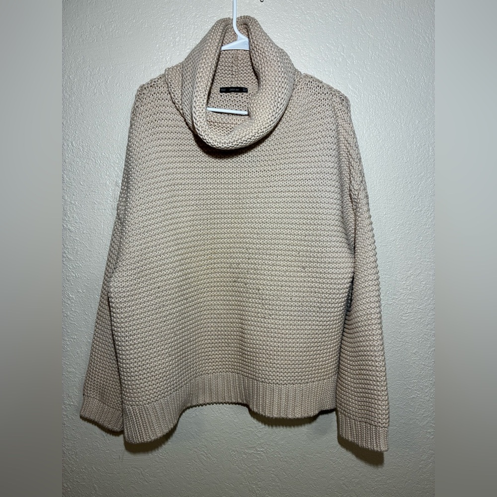 Zara Beige Cowl Neck Sweater - Picture 1 of 4